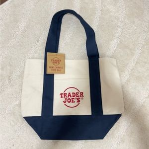 trader joe’s mini tote bag blue